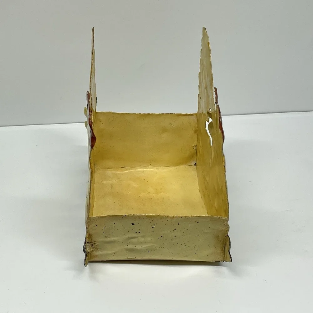 Hen On Nest Painted Metal Nesting Egg Basket Planter Country Core Farmhouse‎ Vtg